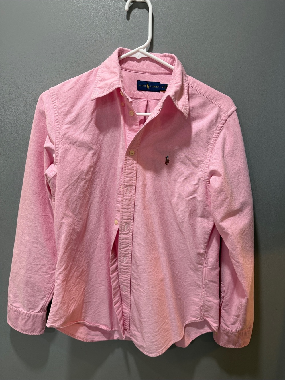 Ralph Lauren Light Pink Long-Sleeve Button-Down Oxford Shirt